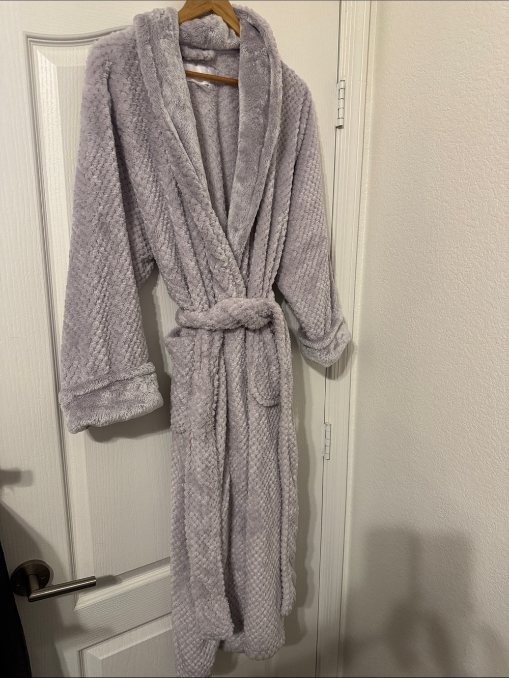 Midnight by Carole Hochman Plush Lavender Shawl-Collar Robe with Belt XL